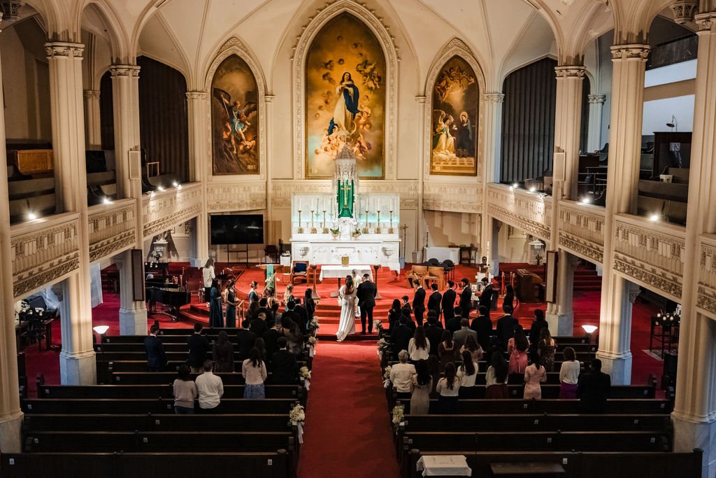 Catholic wedding at Old St. Mary's Cathedral in San Francisco — photographed by William J. Saylor