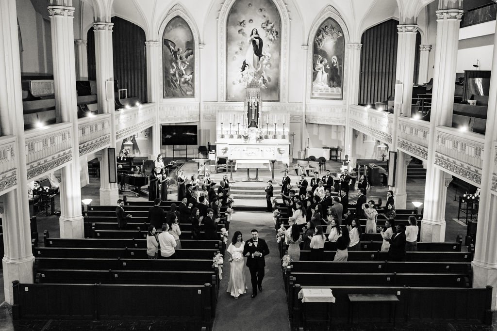 Recessional after the Nuptial Mass at Old St. Mary's Cathedral — full congregation present