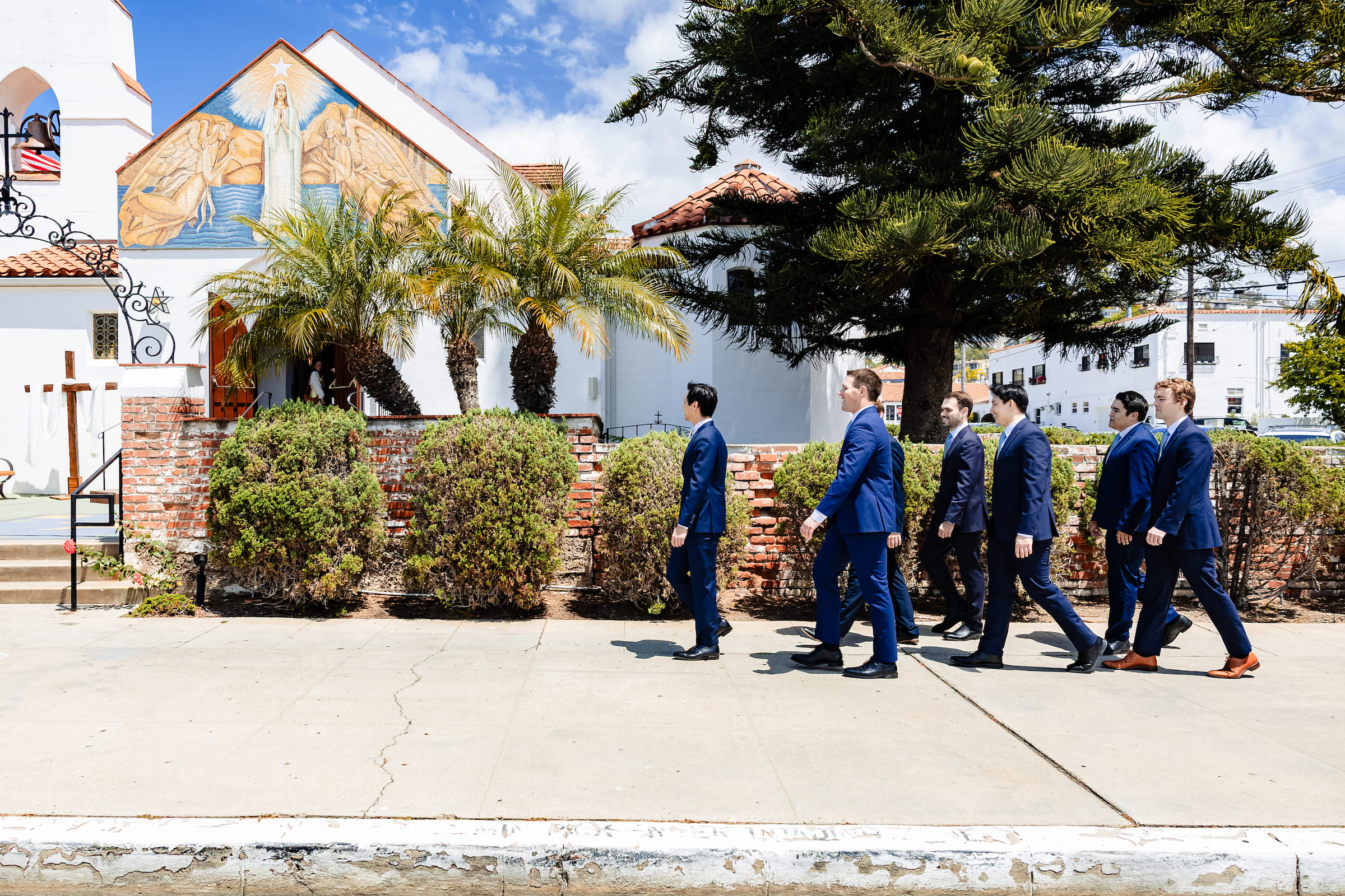 Matthew and Maya's Catholic wedding at St. Mary's Star of the Sea in La Jolla — before the Nuptial Mass