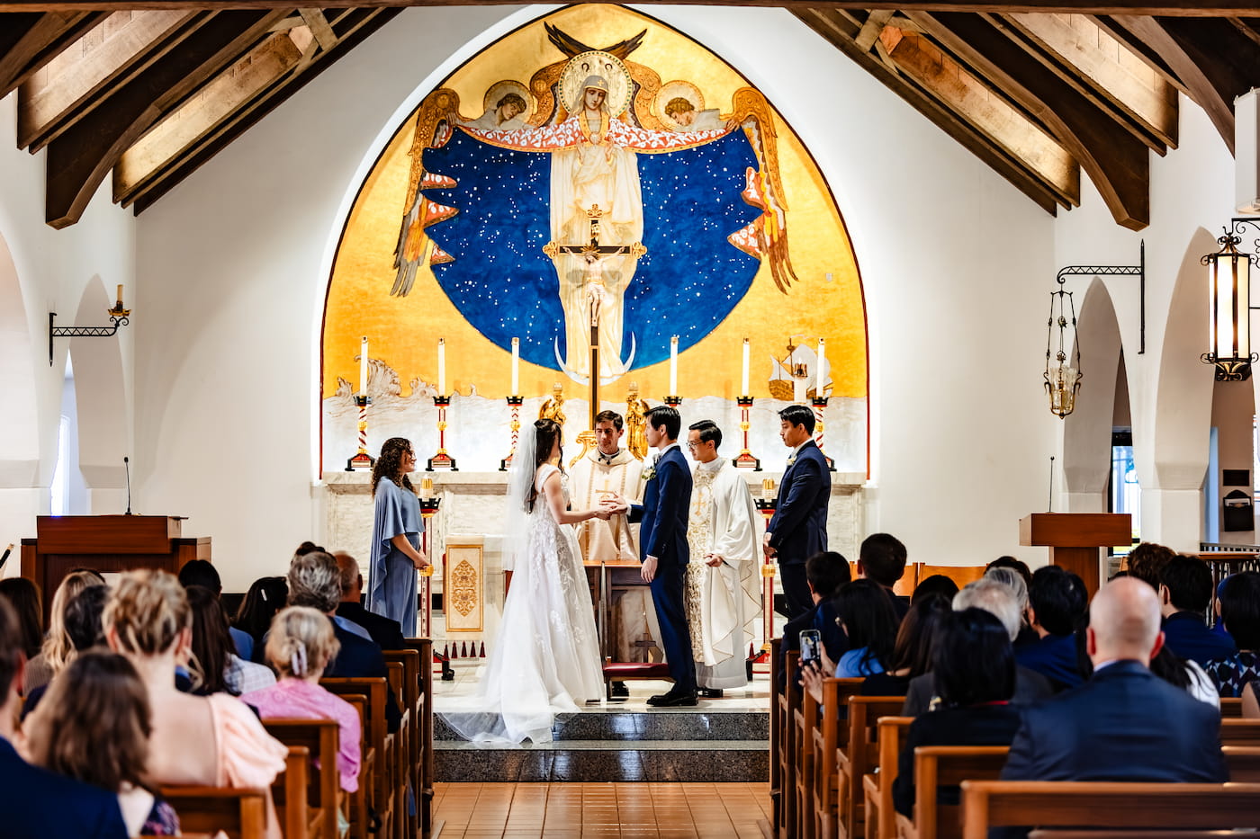Matthew and Maya's Catholic wedding at St. Mary's Star of the Sea in La Jolla — the celebrant during the Liturgy of the Word