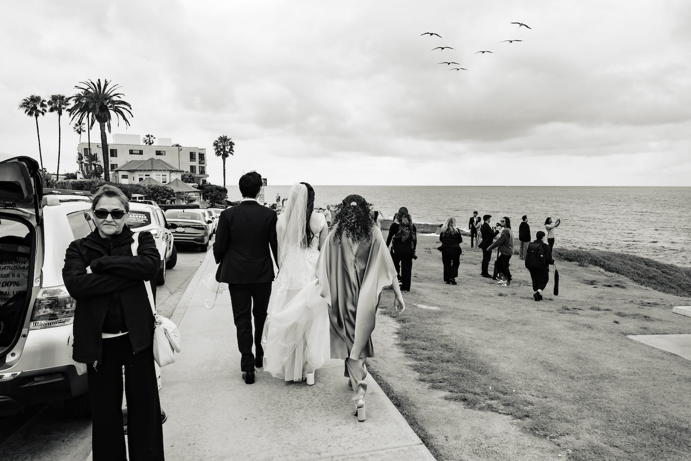 Matthew and Maya's Catholic wedding at St. Mary's Star of the Sea in La Jolla — wedding portrait near La Jolla Cove