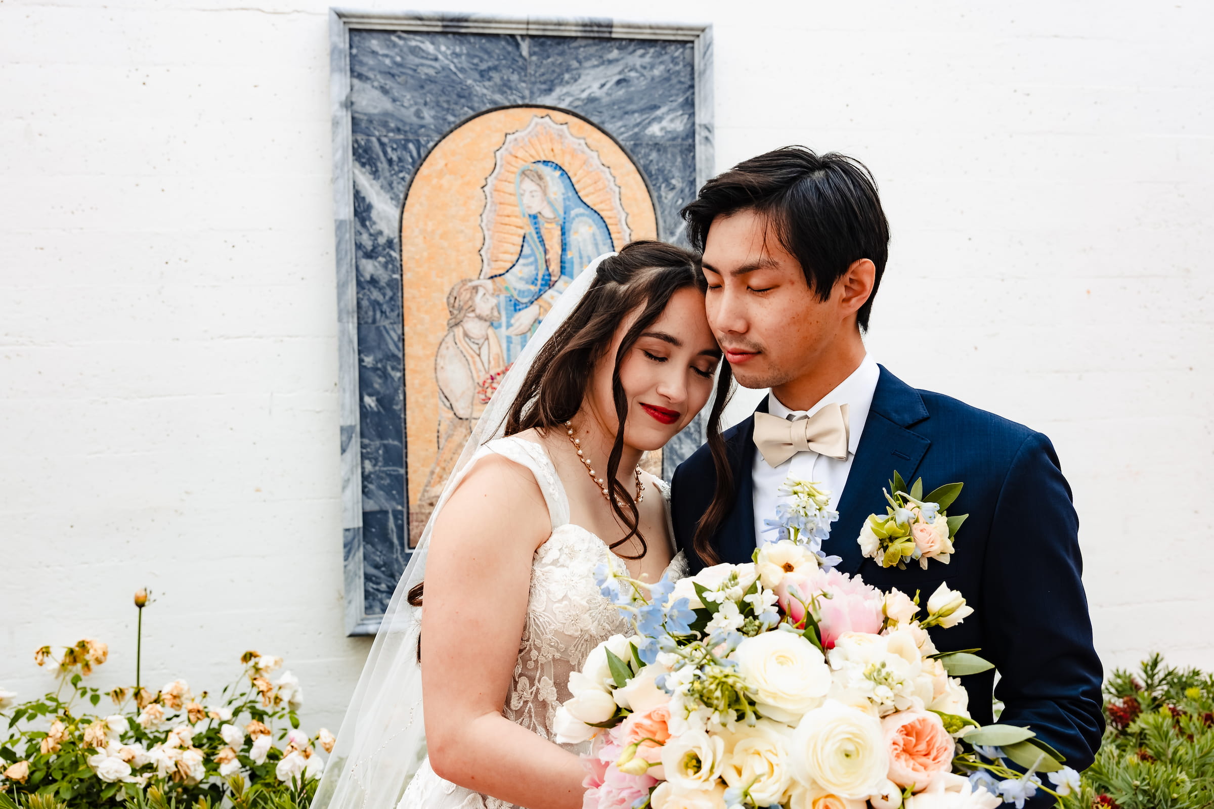 Matthew and Maya's Catholic wedding at St. Mary's Star of the Sea in La Jolla — a portrait on the La Jolla coast