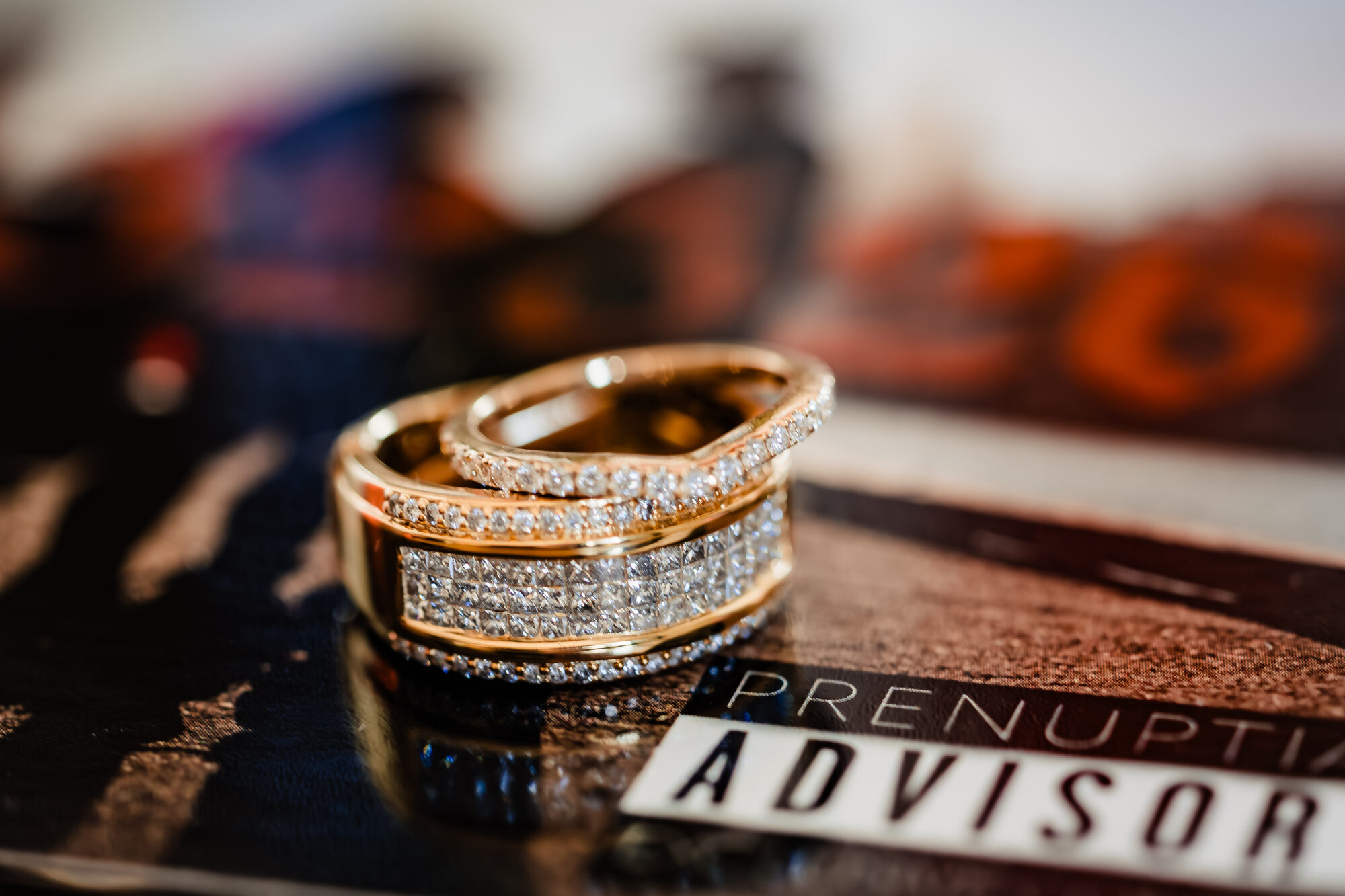 Wedding rings detail before a Catholic wedding in Winters, California