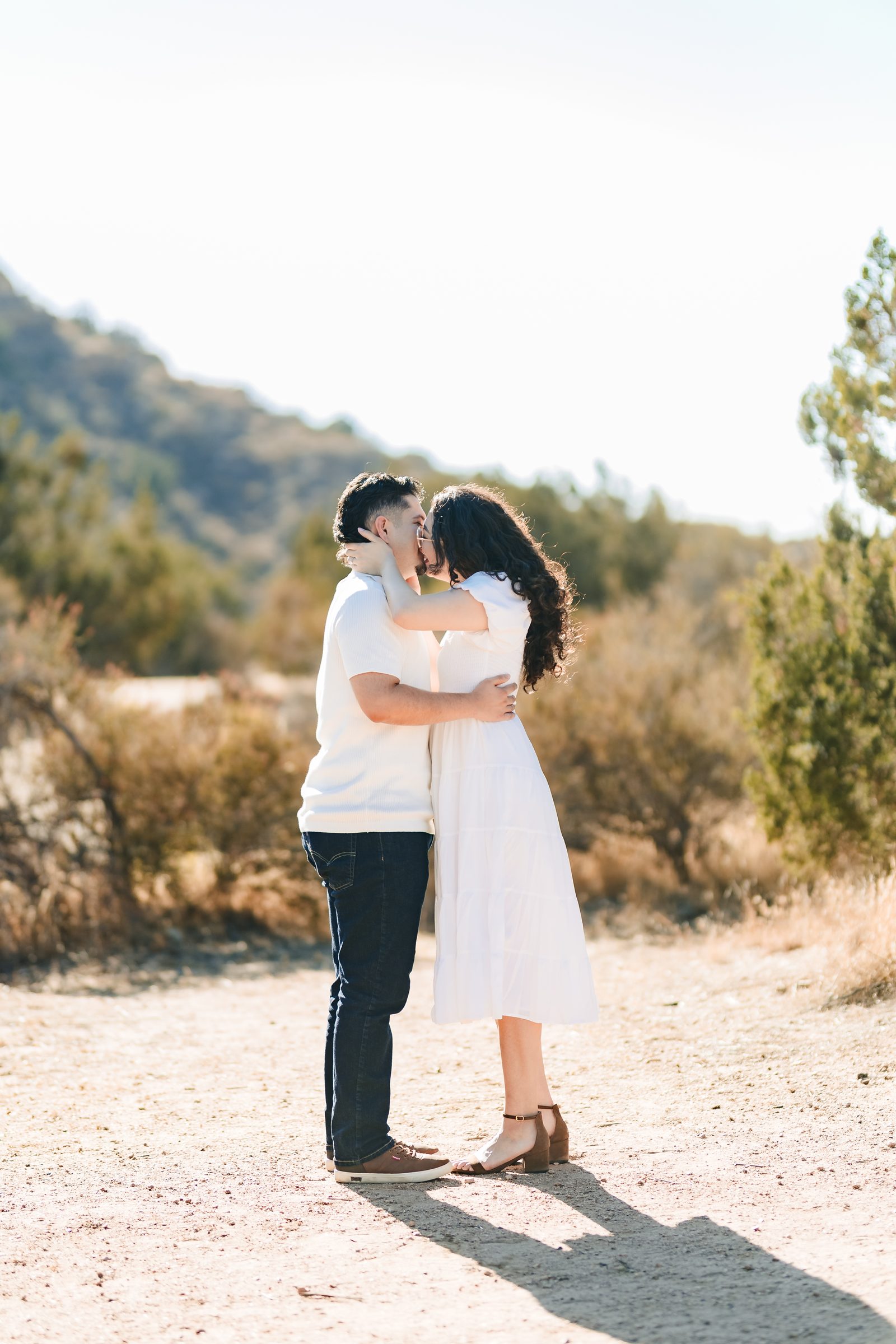 A kiss in the open desert at Vasquez Rocks