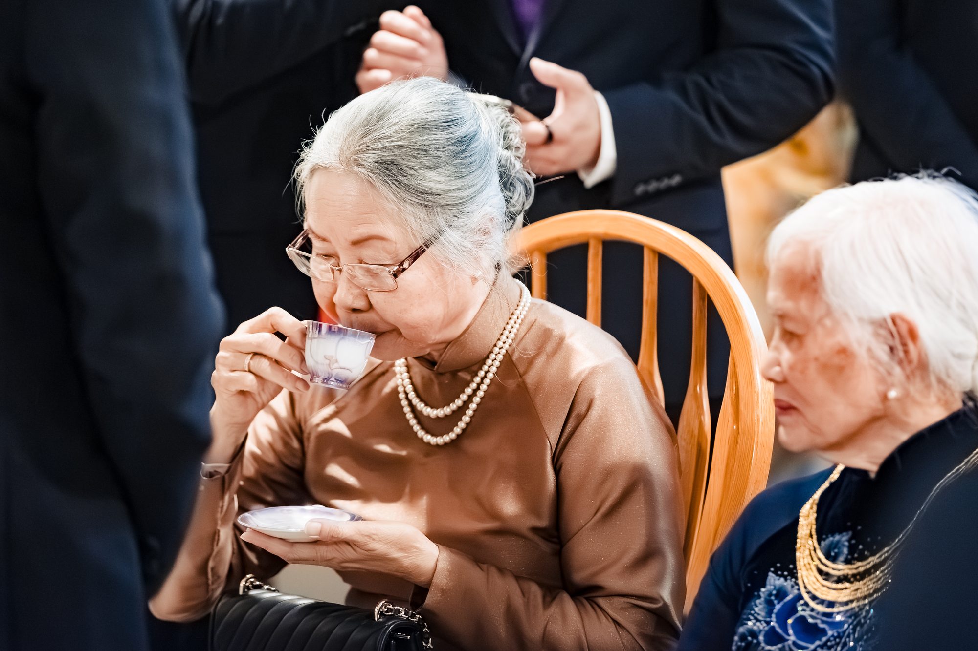 Tea offered to elders during the Vietnamese ancestral ceremony