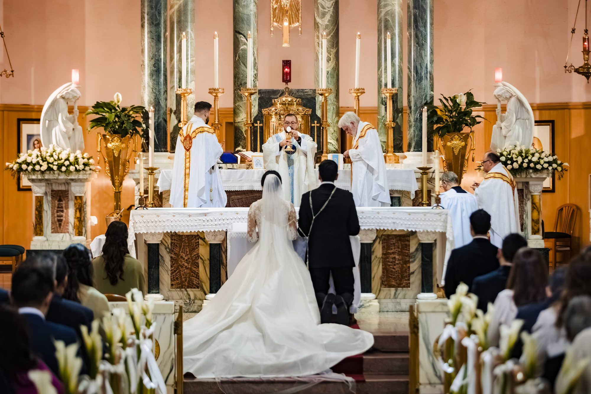 A reverent frame from the Mass