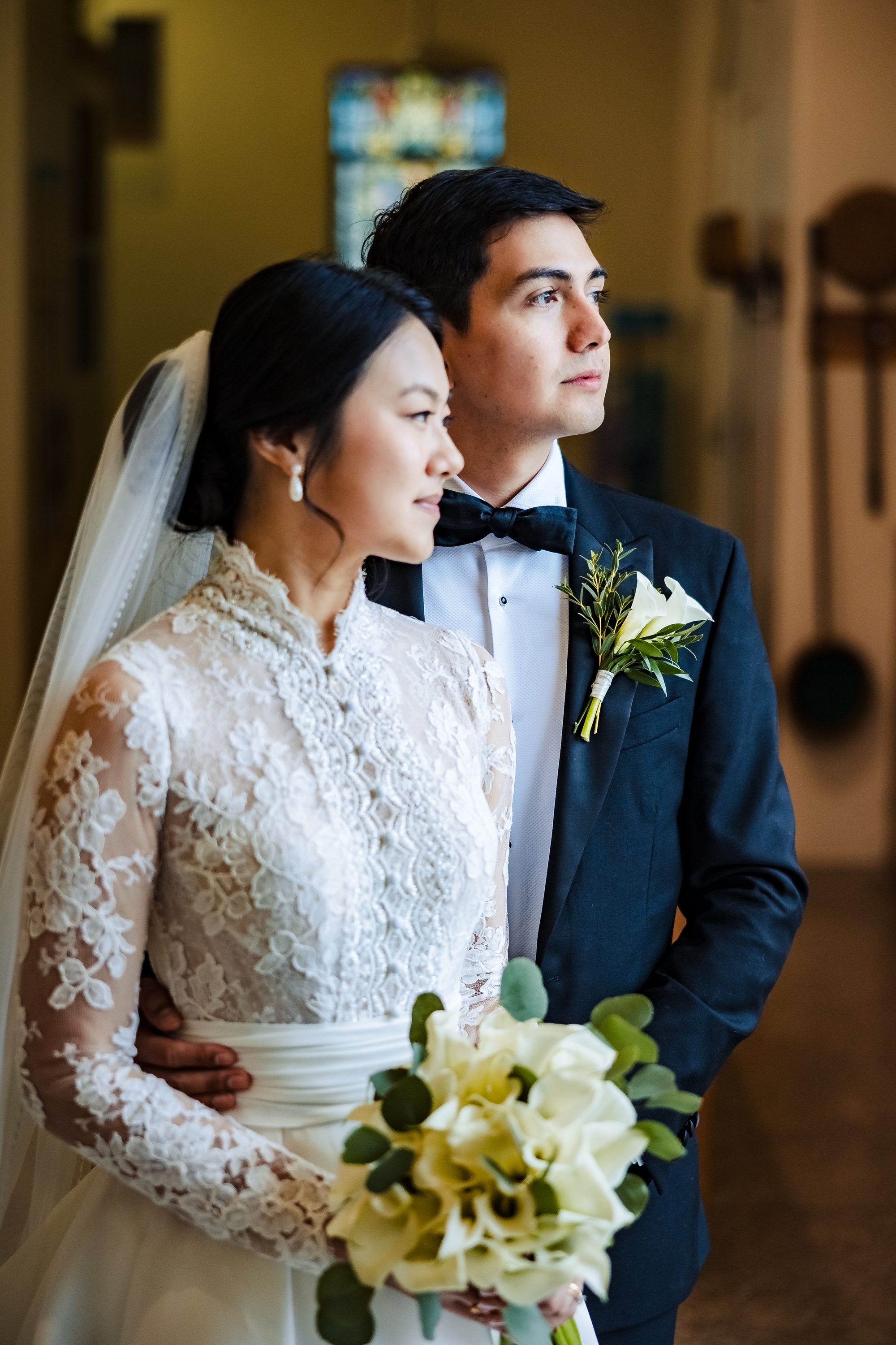 Ben and Vivian during their Nuptial Mass at Saint Joseph Catholic Church in Pomona