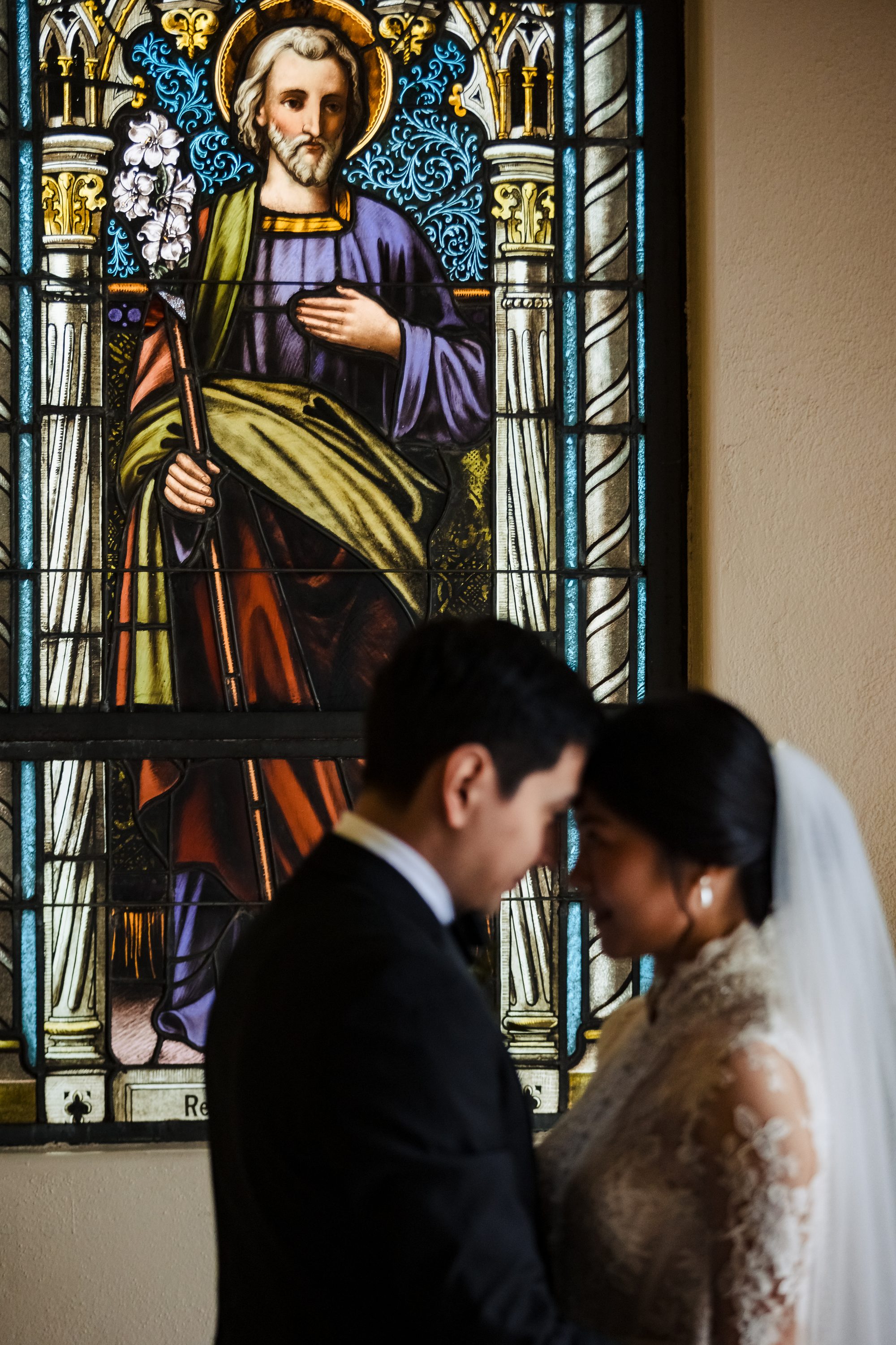 Ben and Vivian portrait outside the church