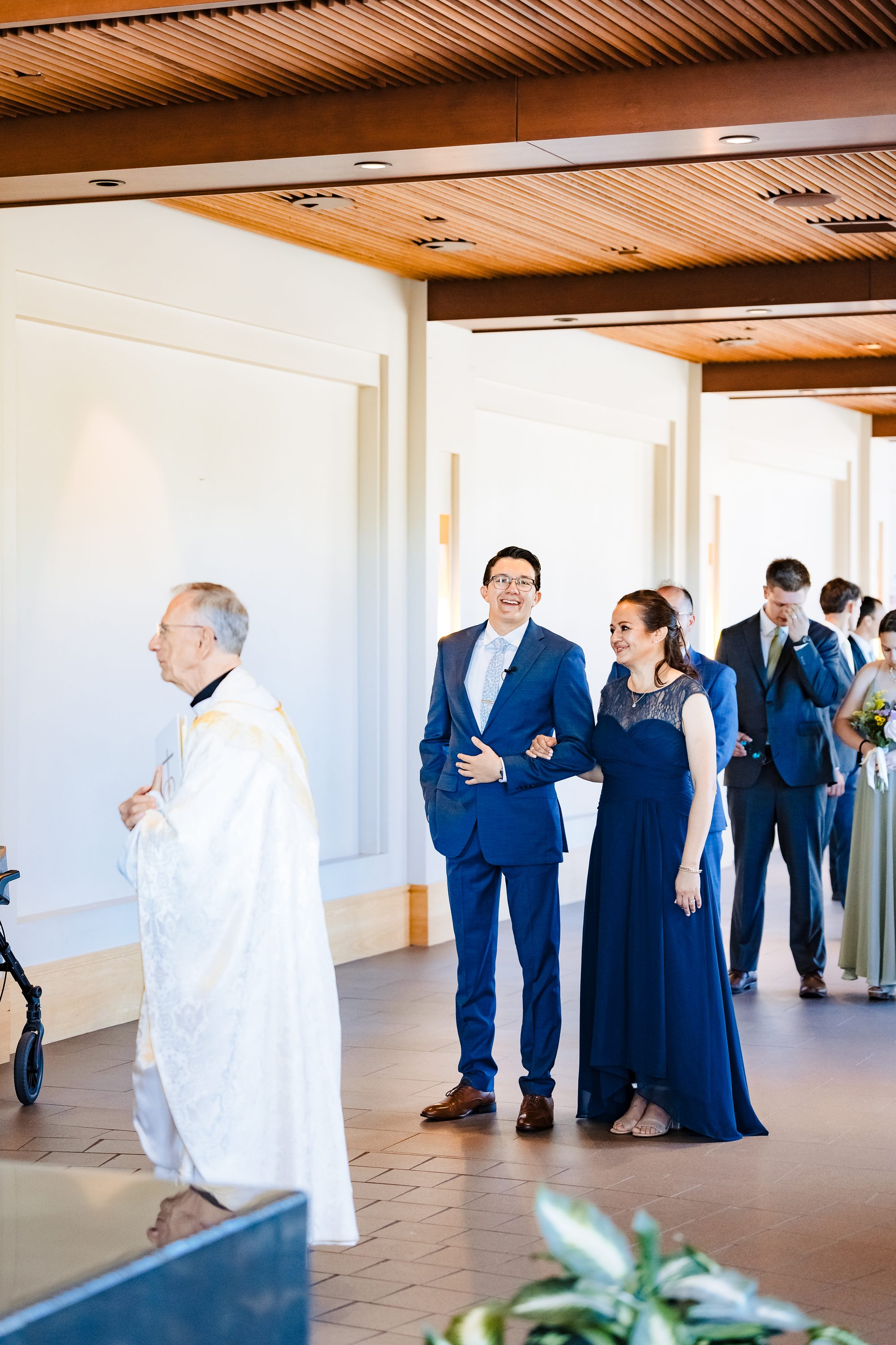 An emotional first look between the bride and her father