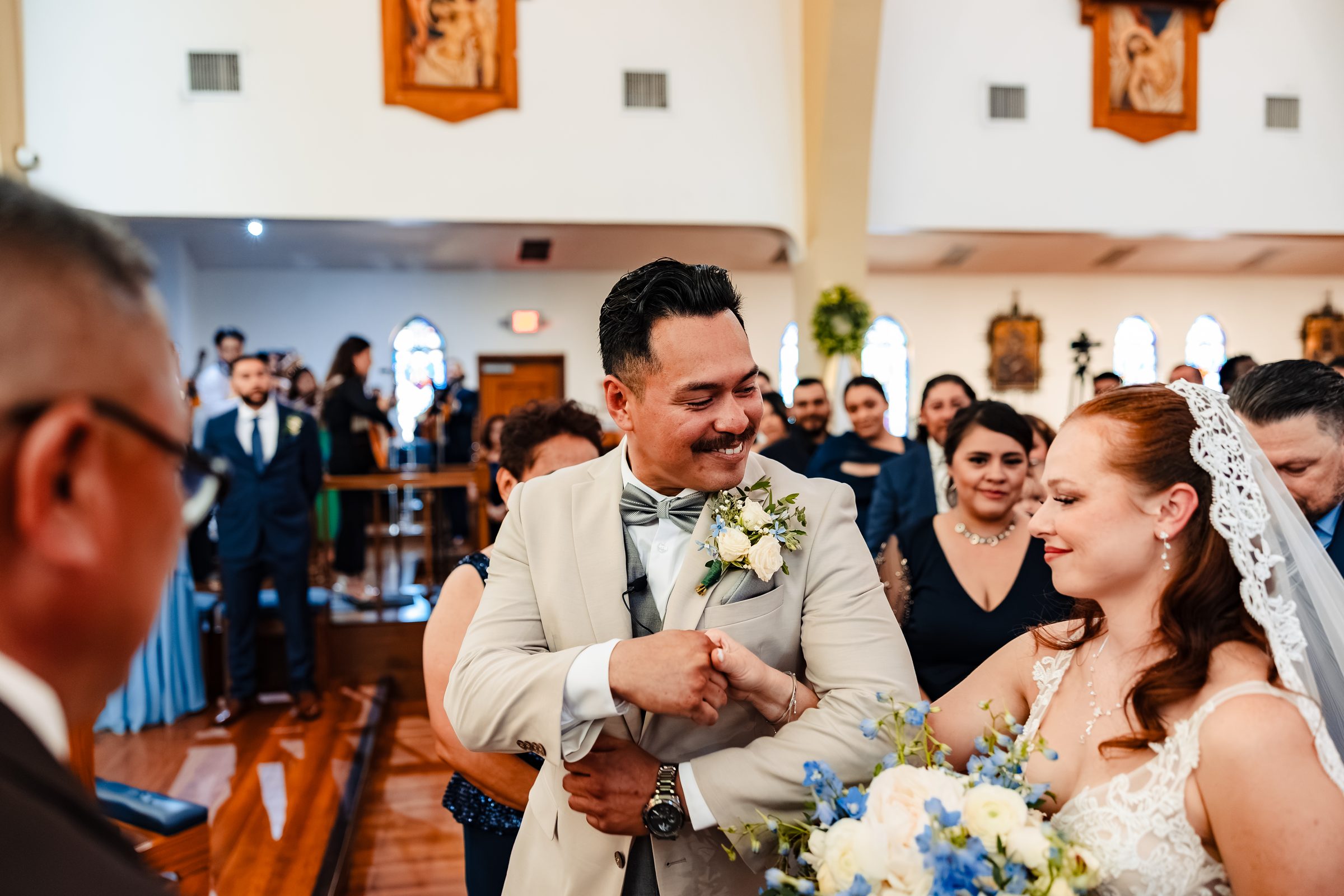 Isaac receiving Brittany at the front of the church