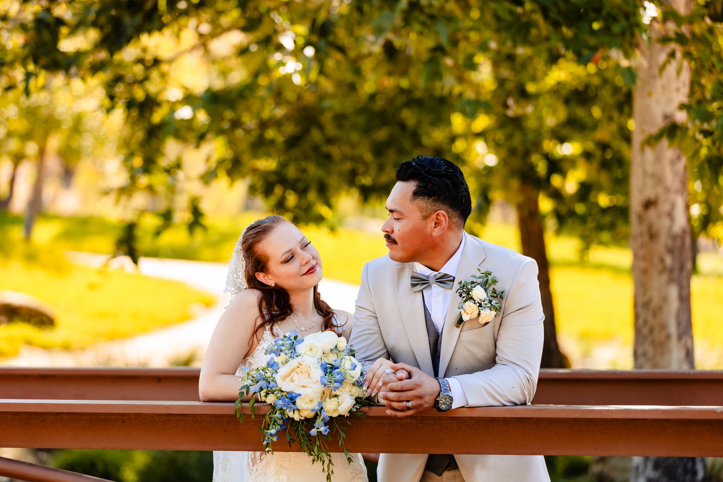 Isaac and Brittany on a footbridge at Shady Oaks Canyon in Laguna Hills