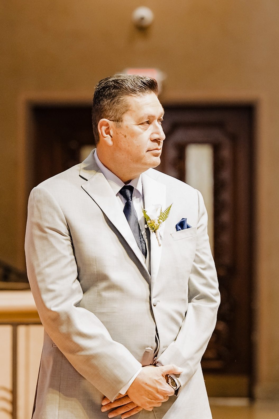 Joe waiting at the front of St. Charles Borromeo for his bride