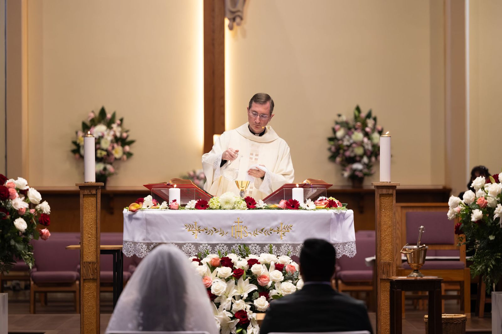 The altar during the consecration at a Neocatechumenal Way Nuptial Mass in Valley Glen