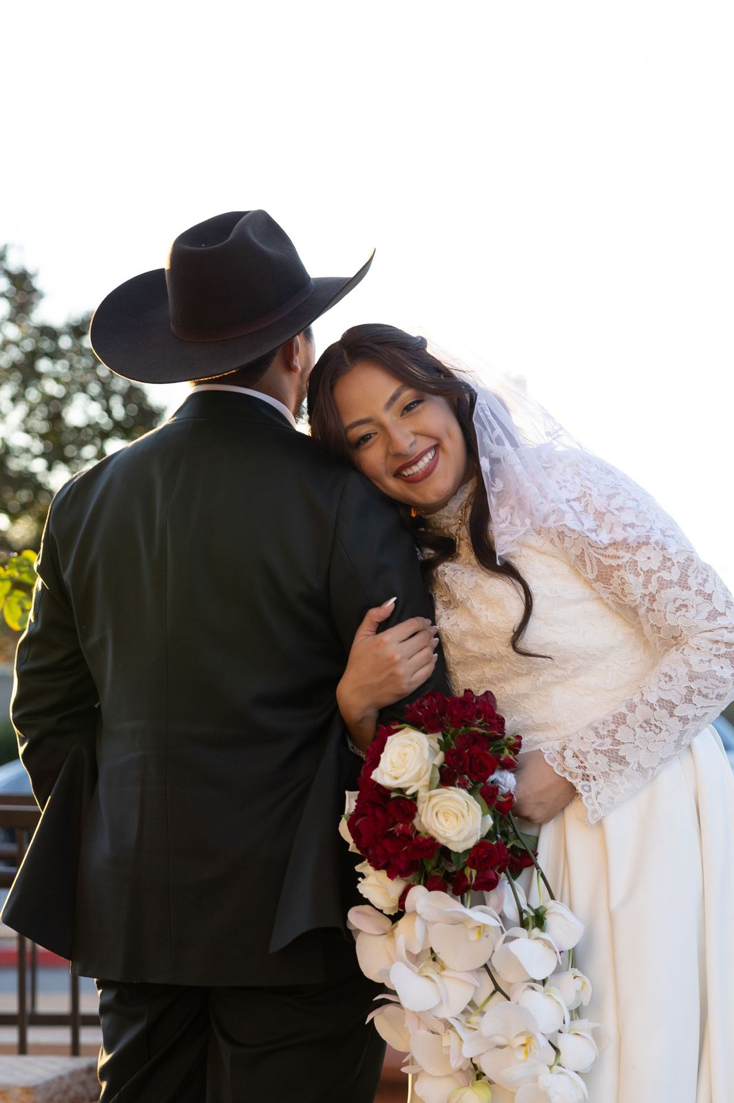 Manny and Lauren's romantic portrait after their Neocatechumenal Way wedding in Valley Glen